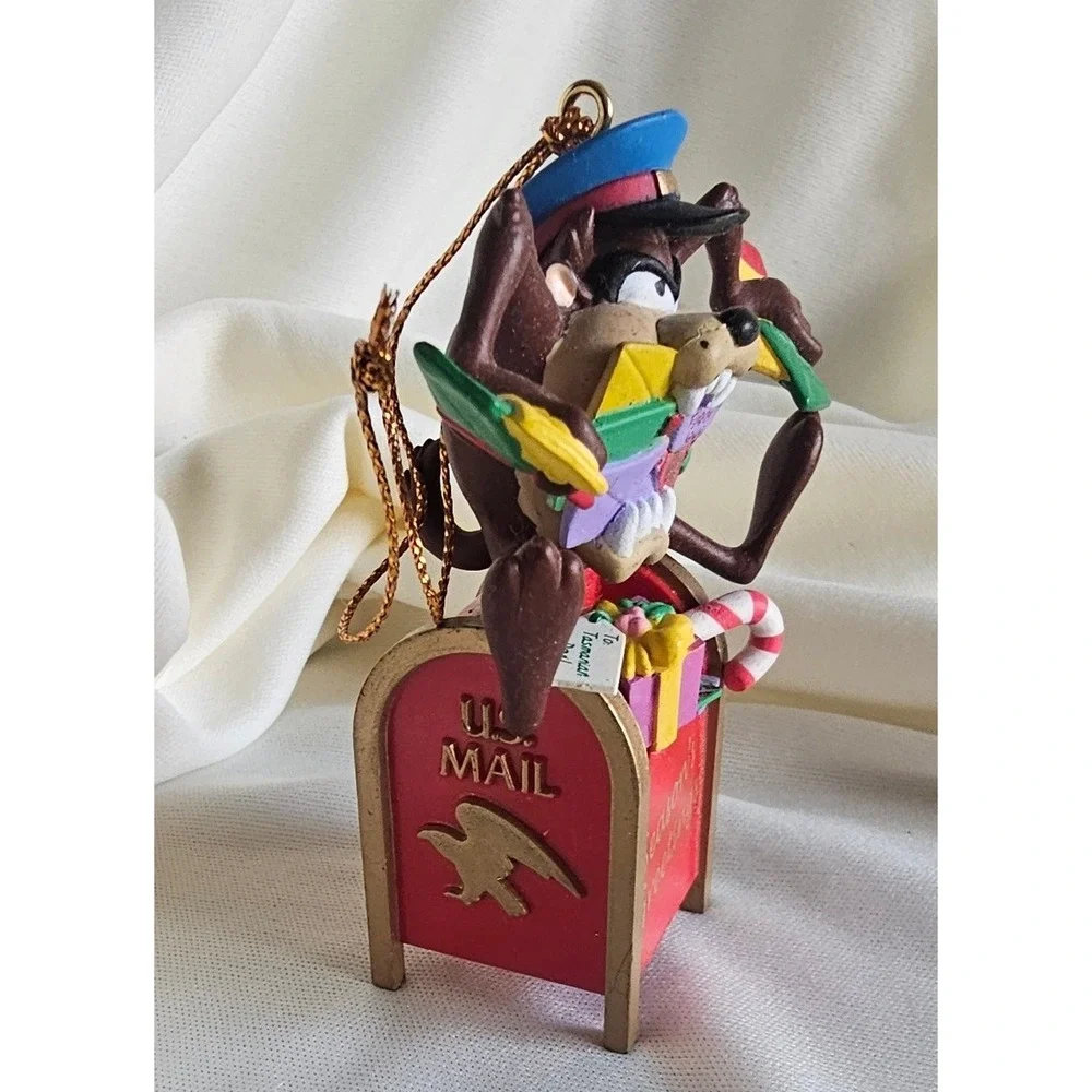 Vintage Looney Tunes Tasmanian Devil Taz Mailman Christmas Ornament Mailbox Red
